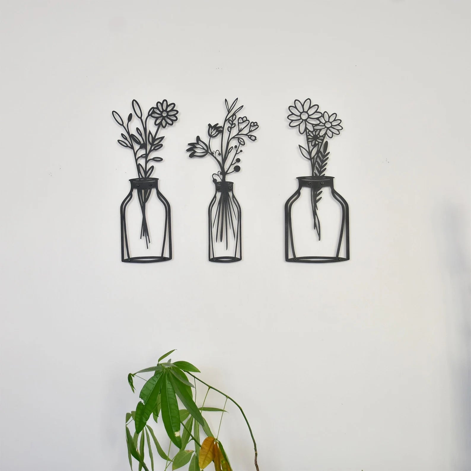 Floral Metal Wall Hanging – 3-Panel