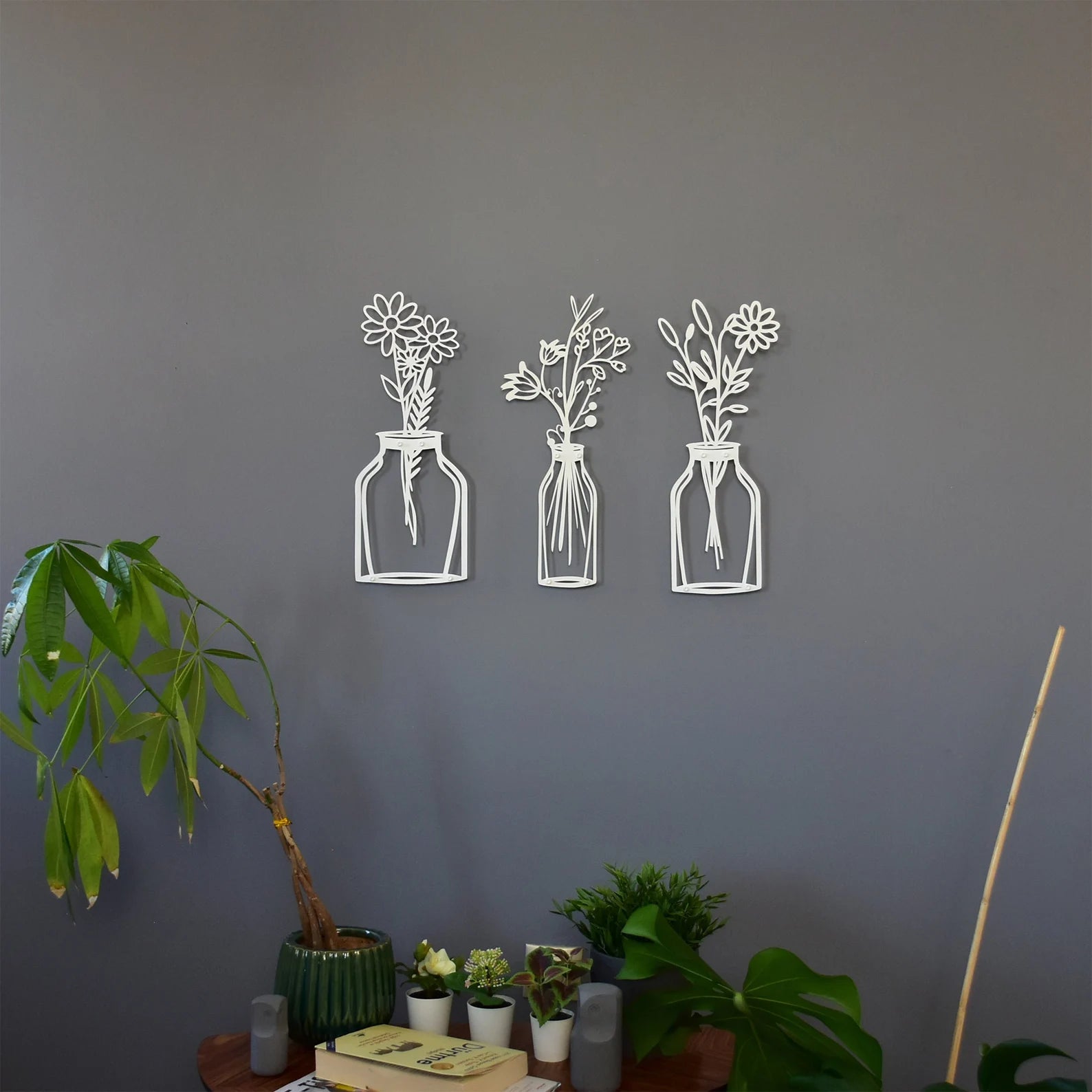 Floral Metal Wall Hanging – 3-Panel