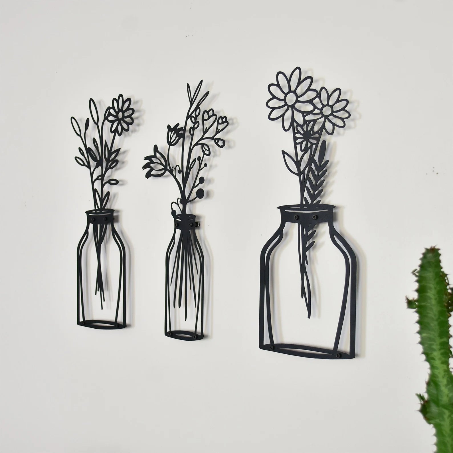 Floral Metal Wall Hanging – 3-Panel