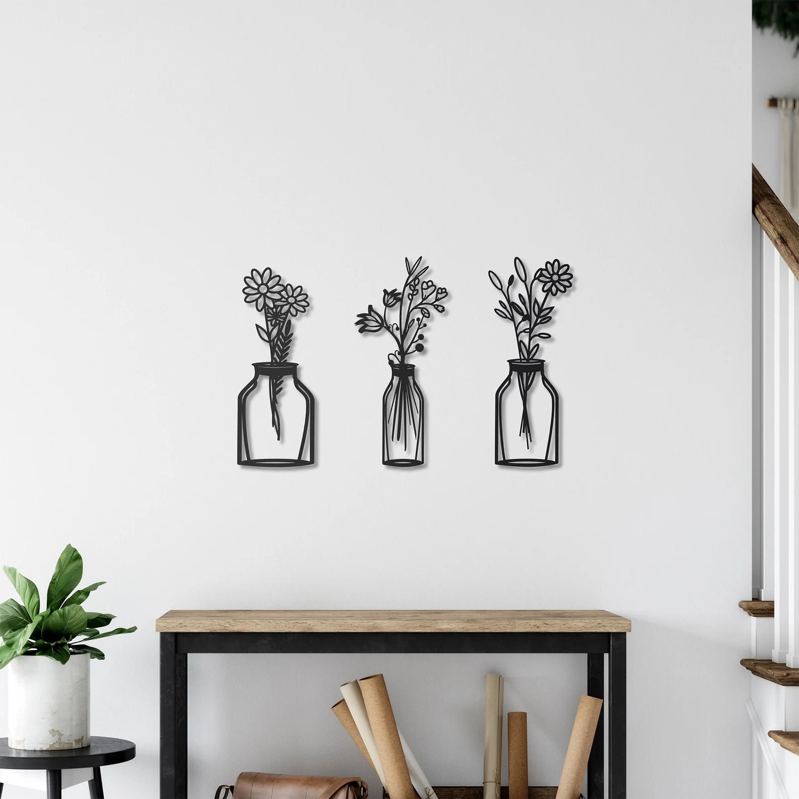 Floral Metal Wall Hanging – 3-Panel