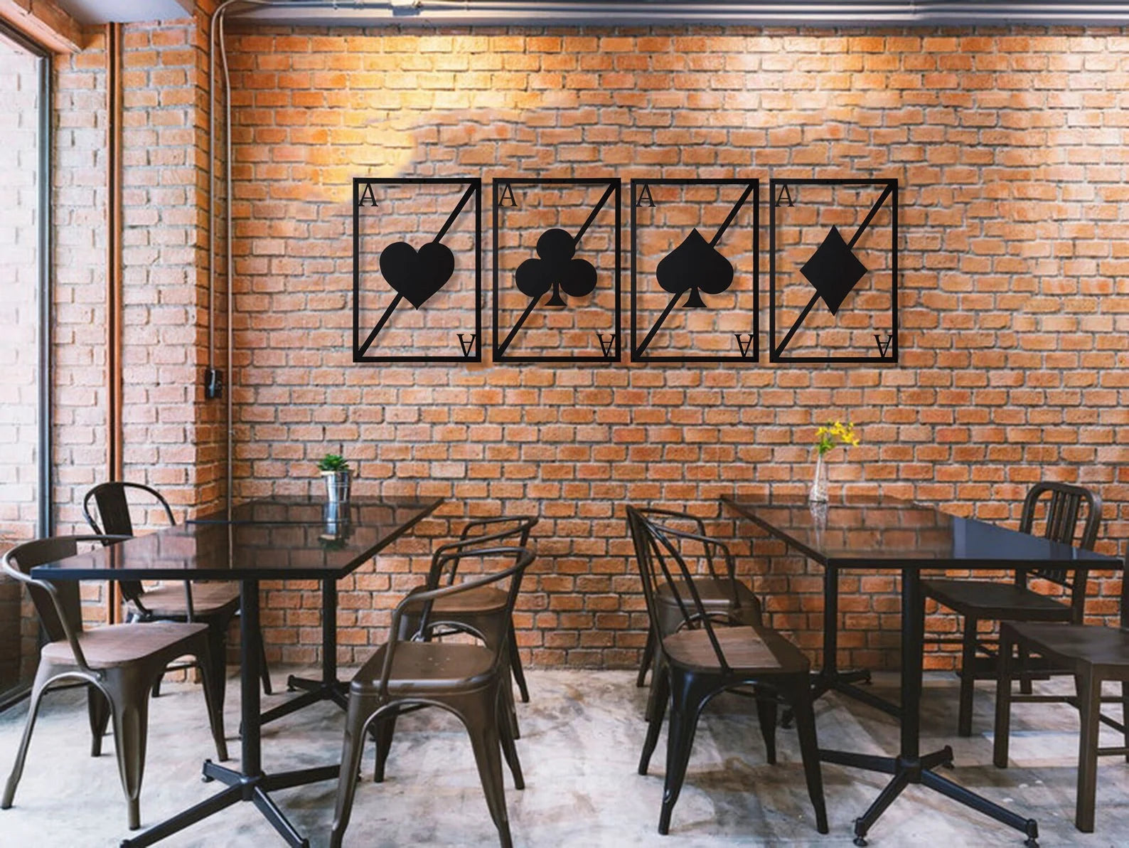 4-Piece Poker Wall Art - Metal Decor
