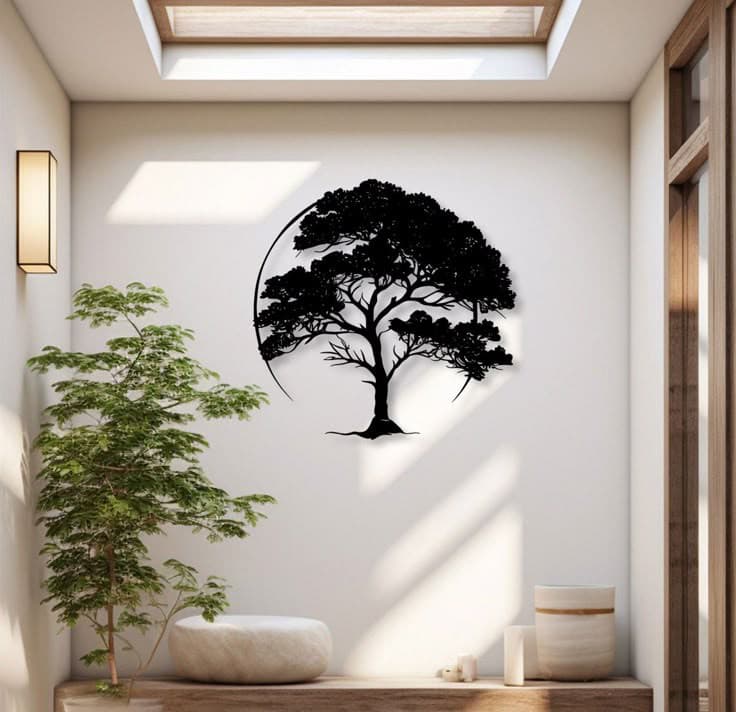 Laser Cut Tree Silhouette – Steel Wall Decor