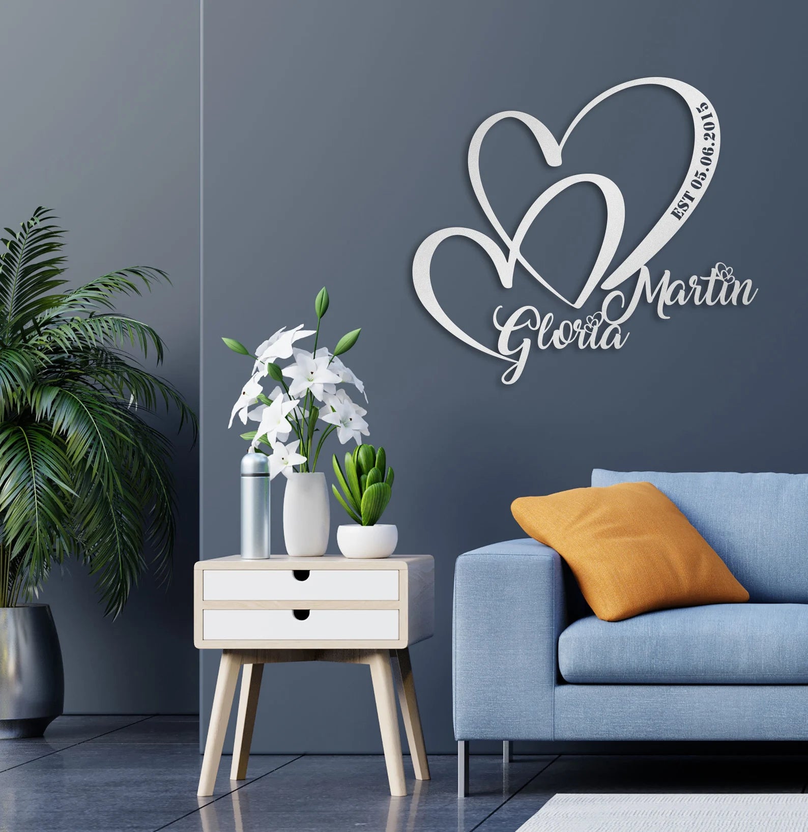 Custom Wedding Heart Sign - Couple Name Sign