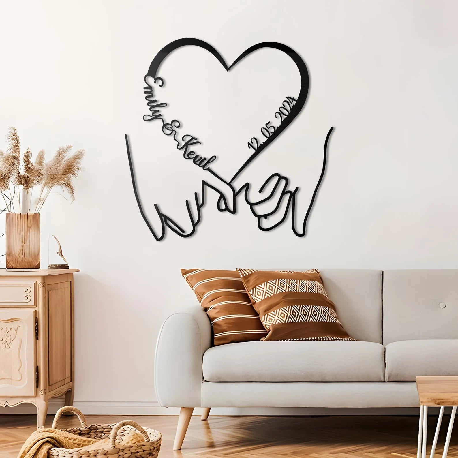 Couple Holding Hands Wall Art - Metal Love Sign