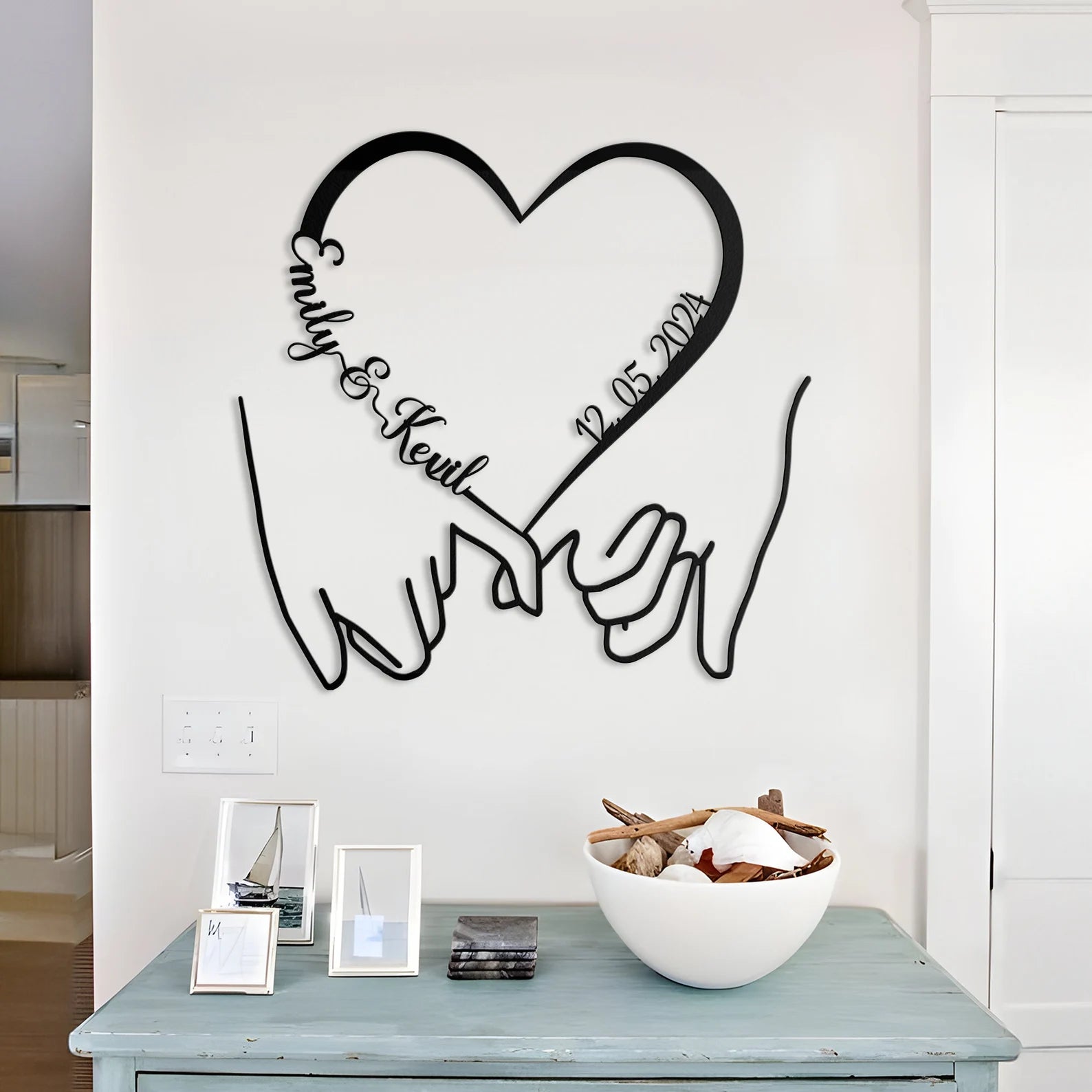 Couple Holding Hands Wall Art - Metal Love Sign