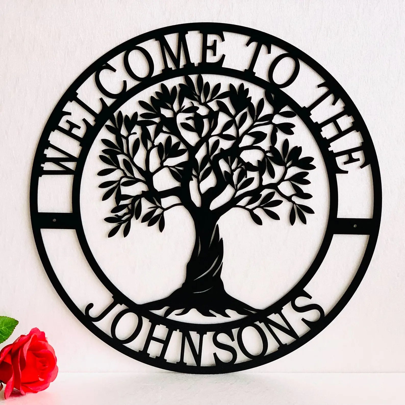 Welcome Sign with Family Name - Metal Art