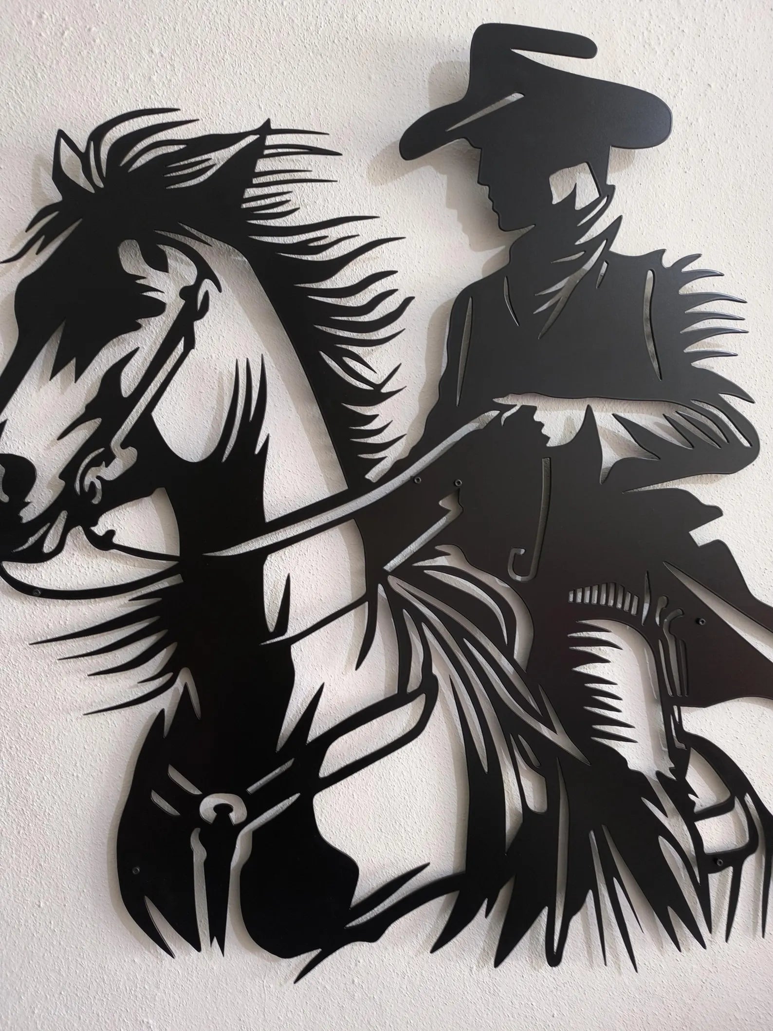 Cowboy Metal Wall Art – Western Silhouette Rustic Spaces