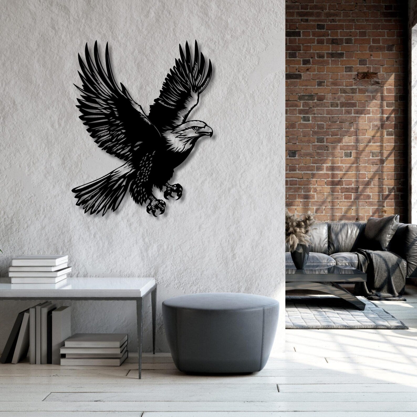 Black Metal Eagle Wall Sculpture