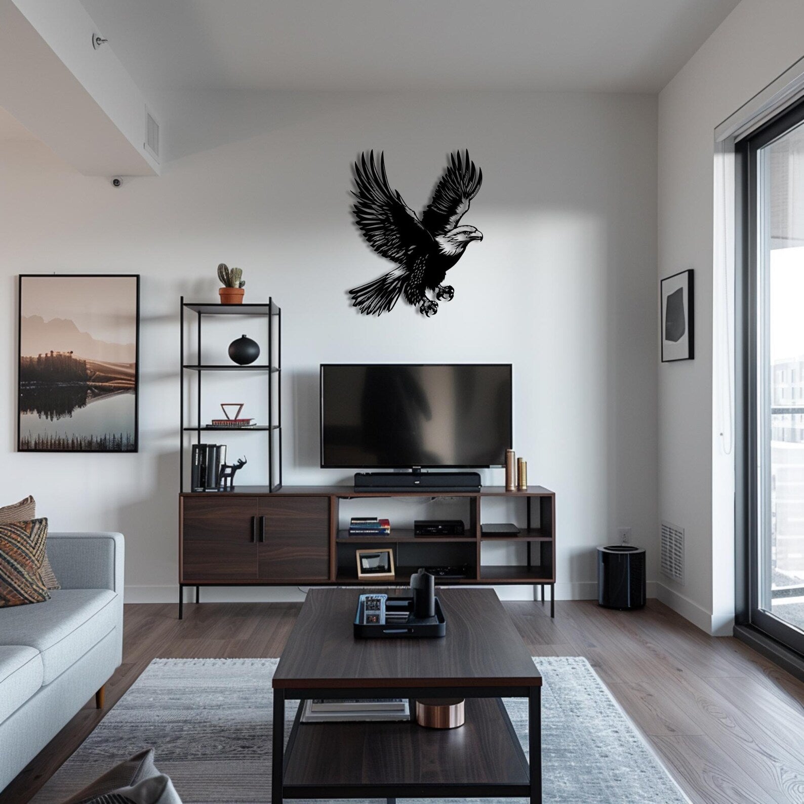 Black Metal Eagle Wall Sculpture