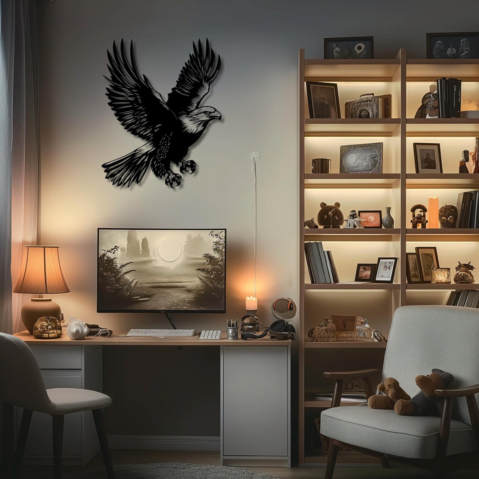 Black Metal Eagle Wall Sculpture