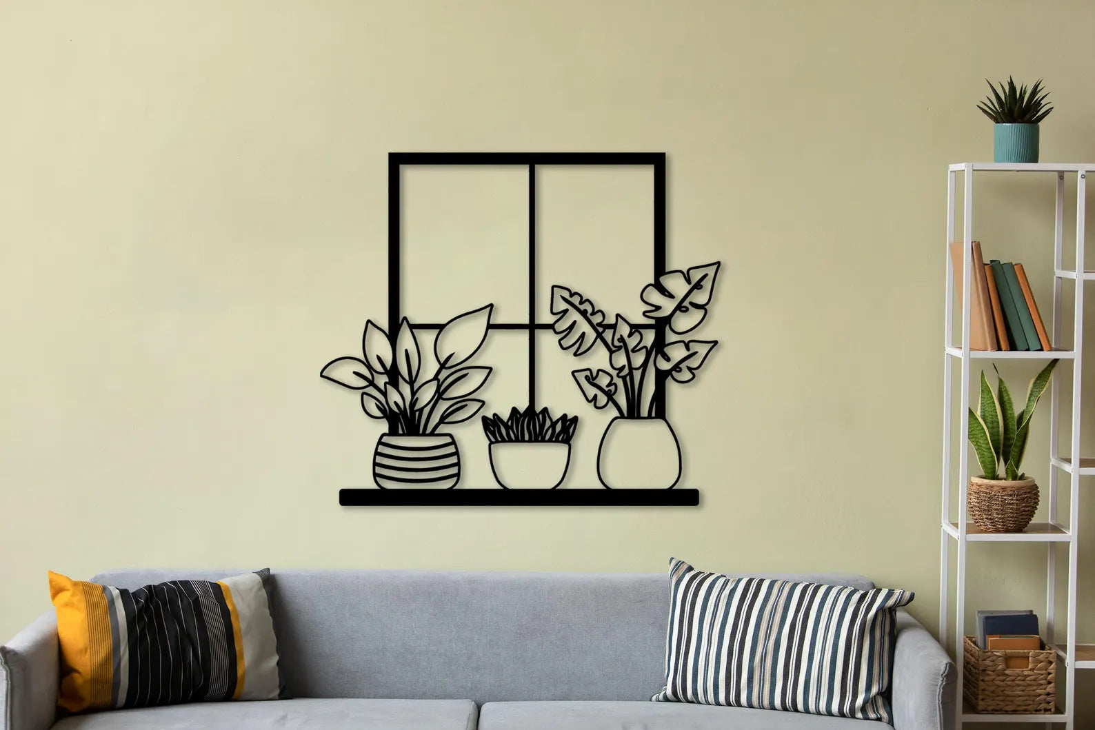 Flower and Window Metal Wall Art