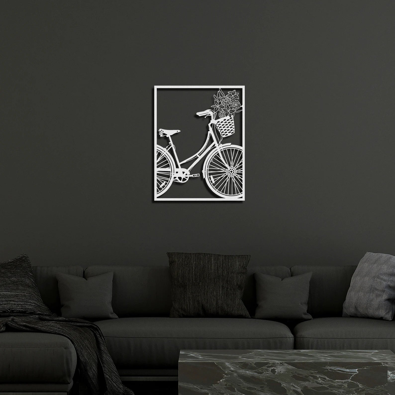 3D Bicycle – Metal Wall Decor with Flower Basket