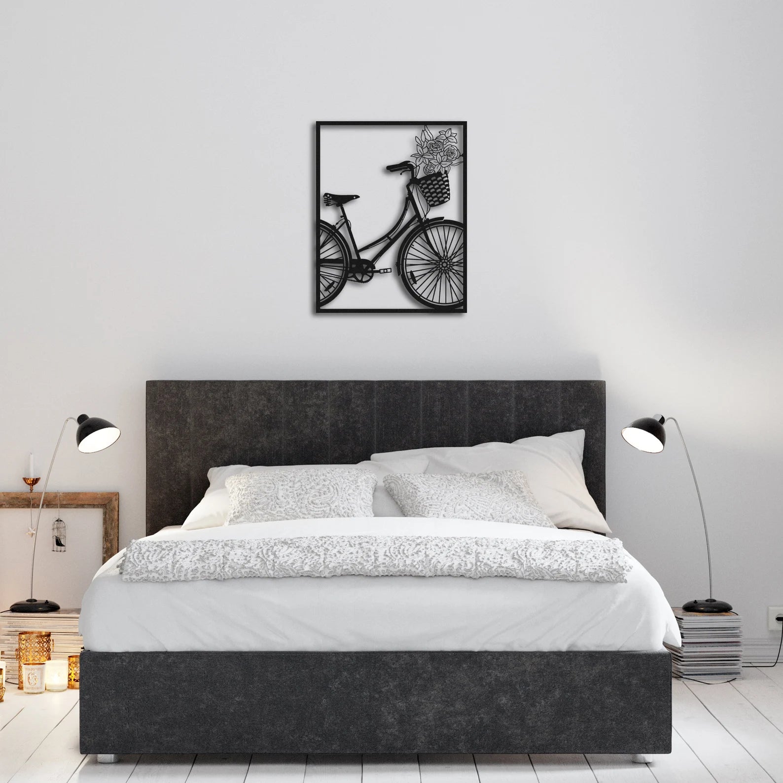 3D Bicycle – Metal Wall Decor with Flower Basket