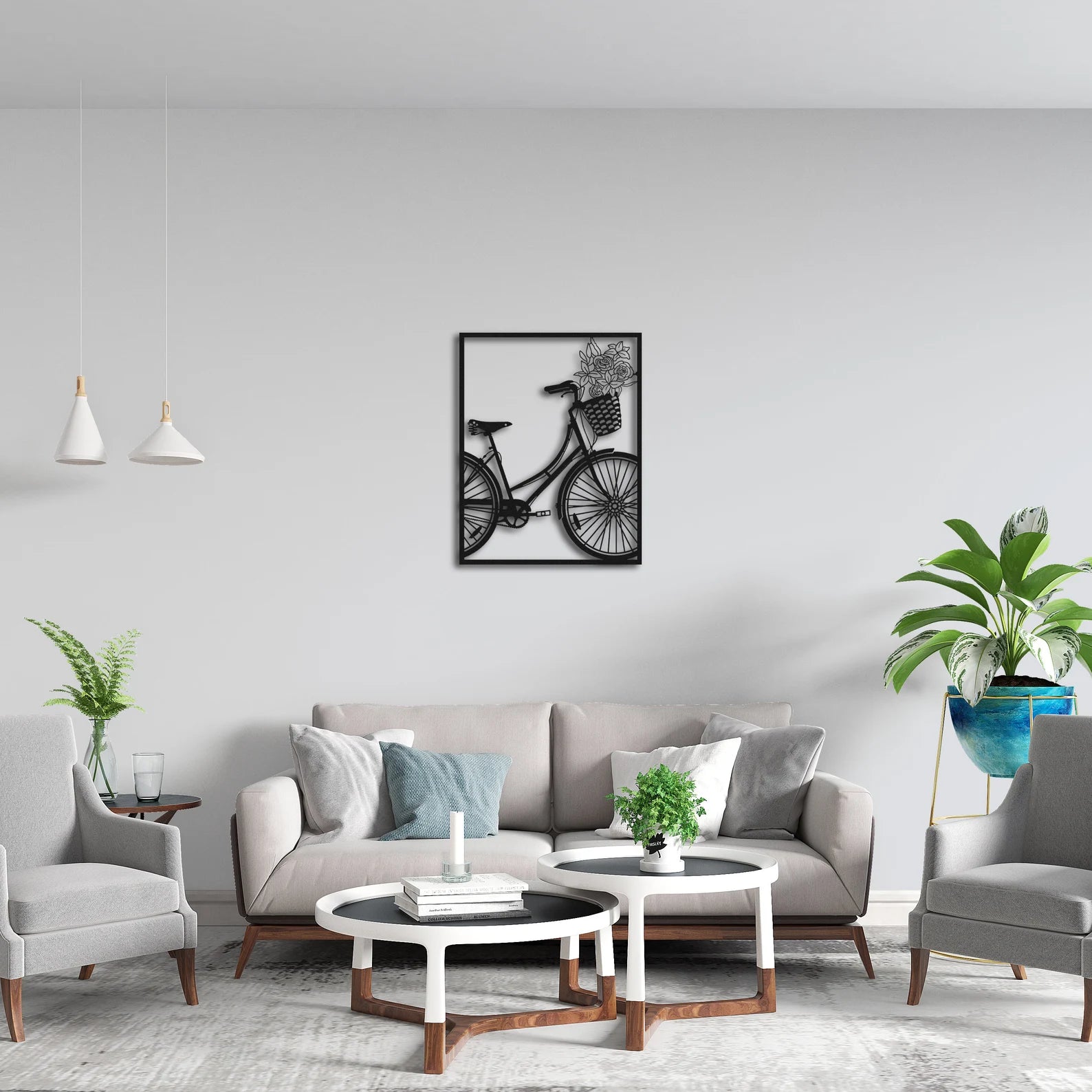 3D Bicycle – Metal Wall Decor with Flower Basket