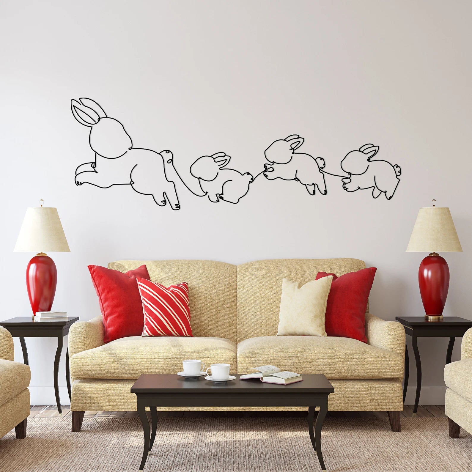 Rabbit Family Metal Wall Art – Home & Nursery