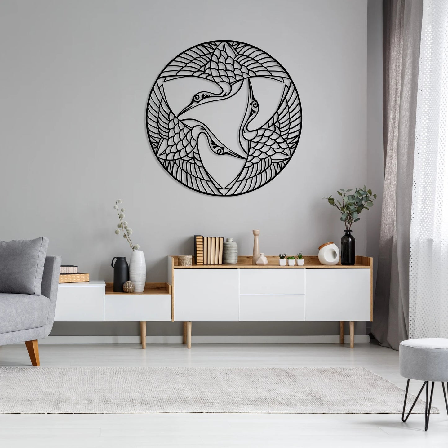 Boho Birds Metal Wall Art - Modern Steel Bird Decor