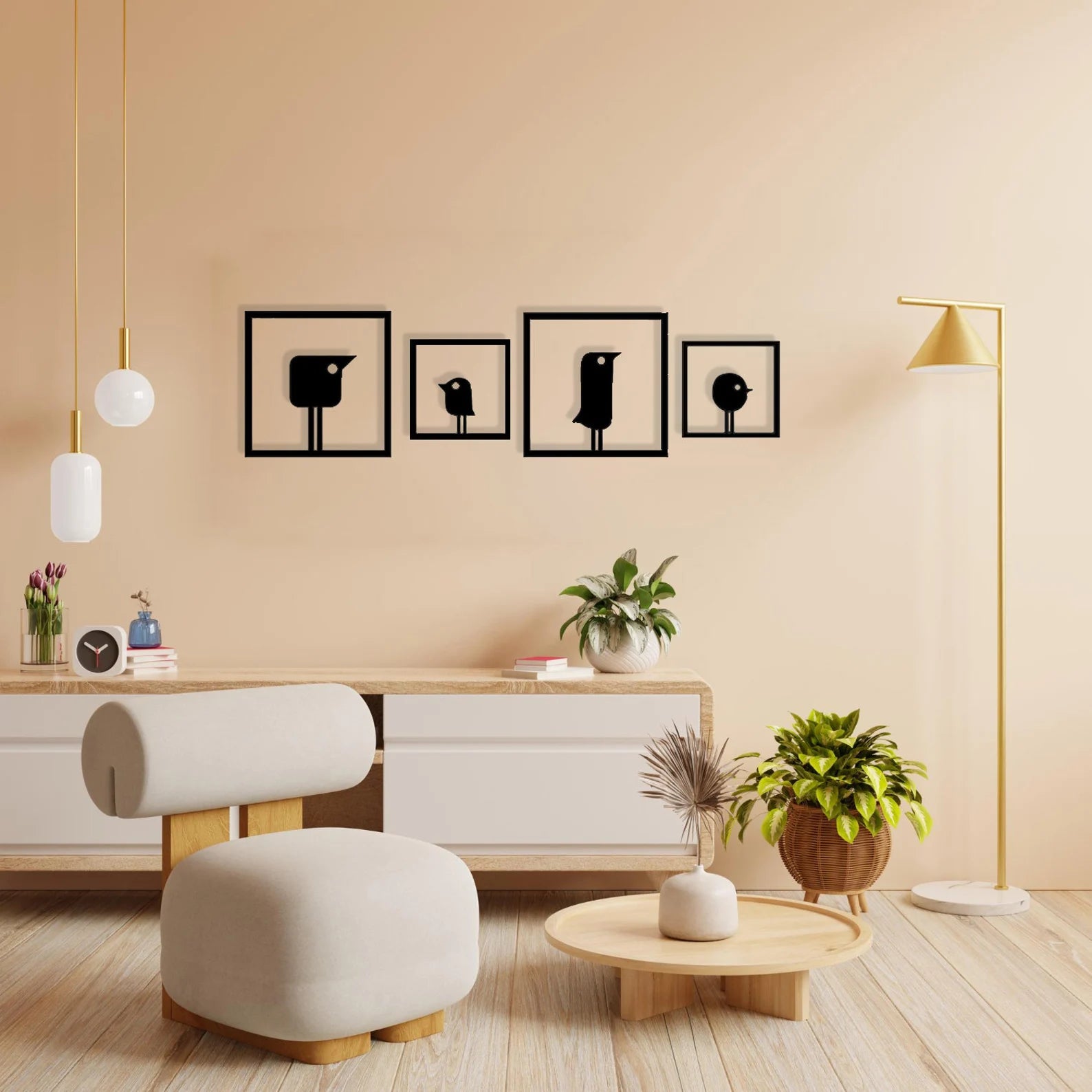 Minimalist Bird Metal Wall Art – Home & Garden