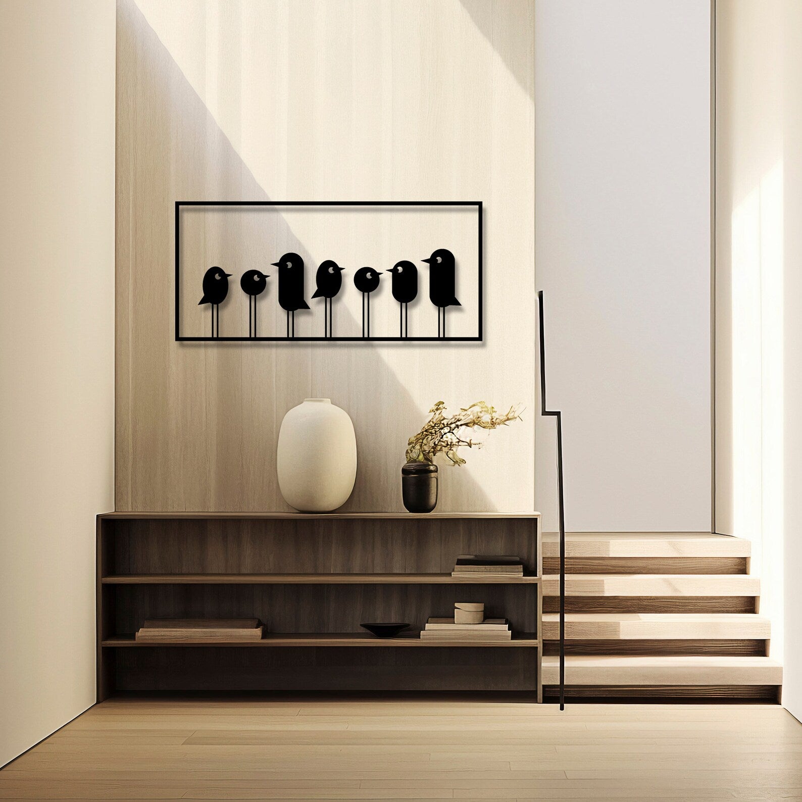 Minimalist Birds Metal Wall Art - Decor