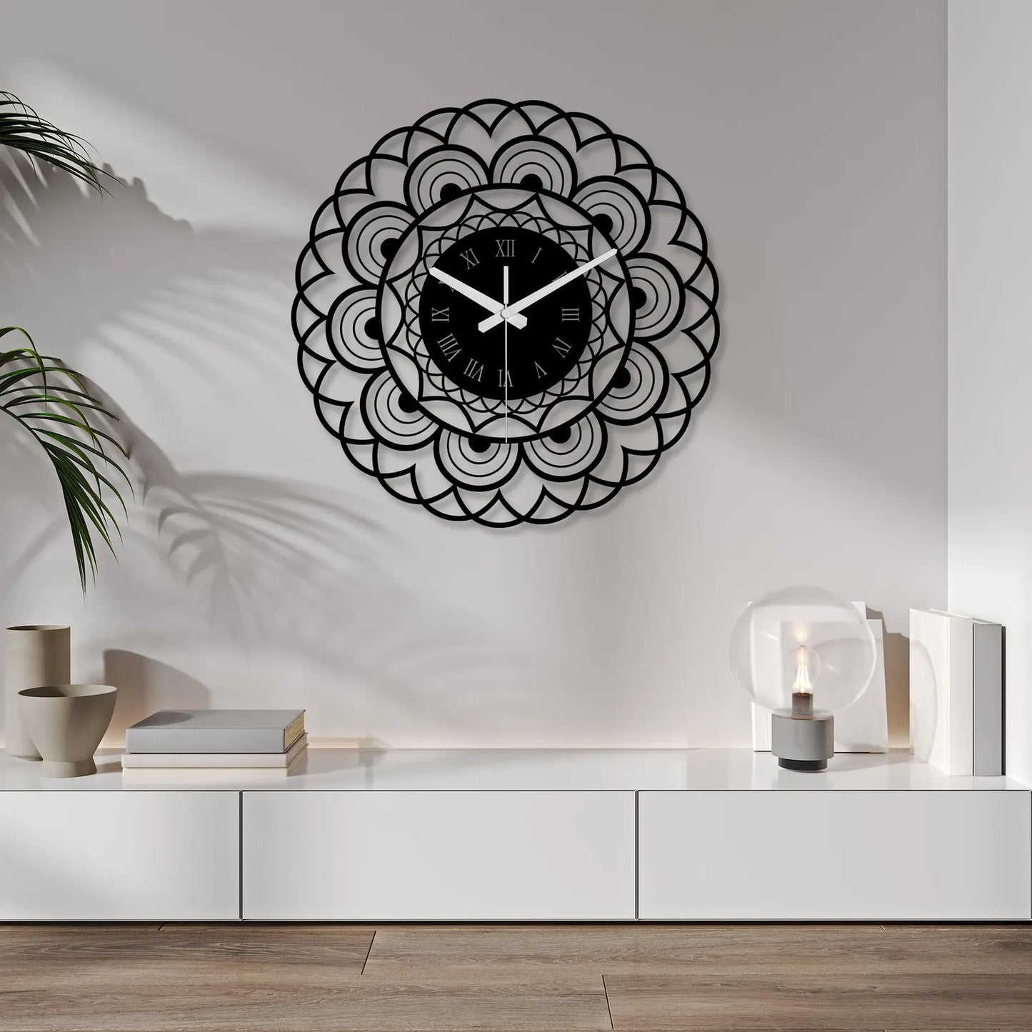 Boho Mandala Wall Clock - Silent Metal Decor