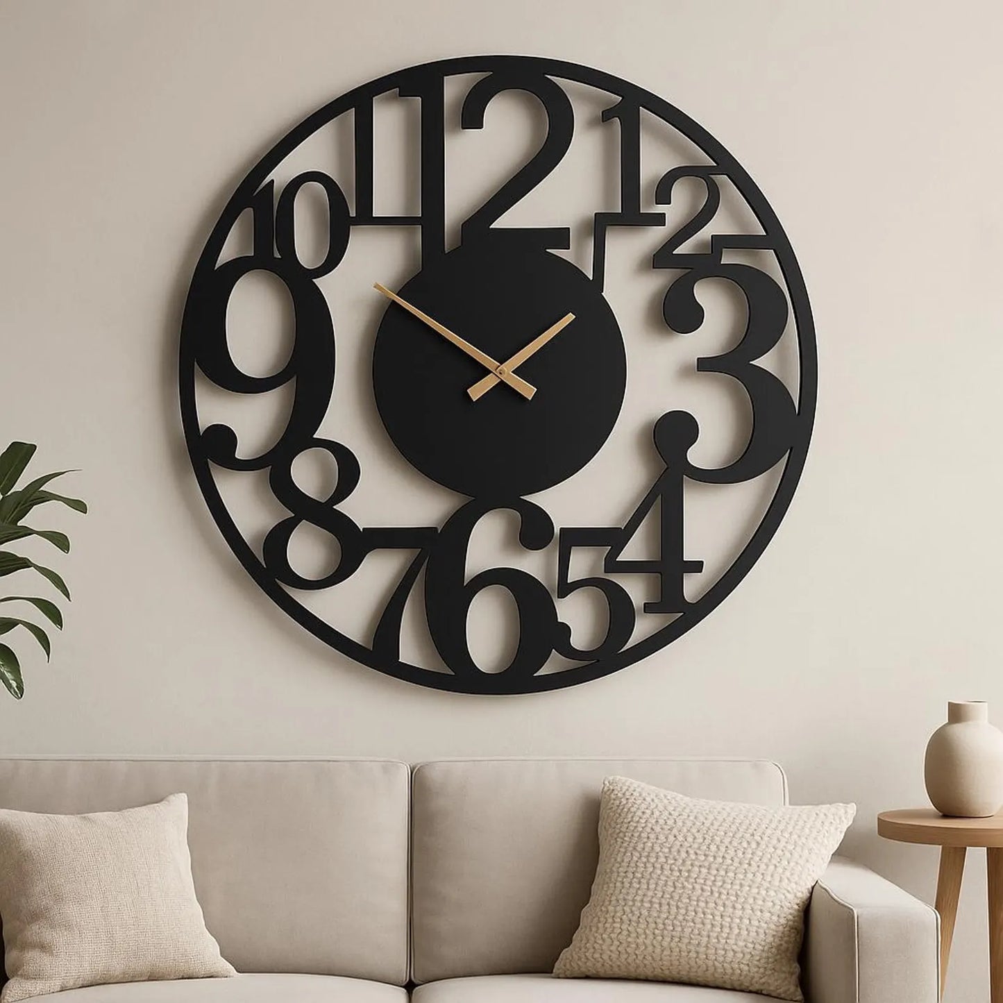 Modern Black Wall Clock – Oversized for Contemporary Interiors