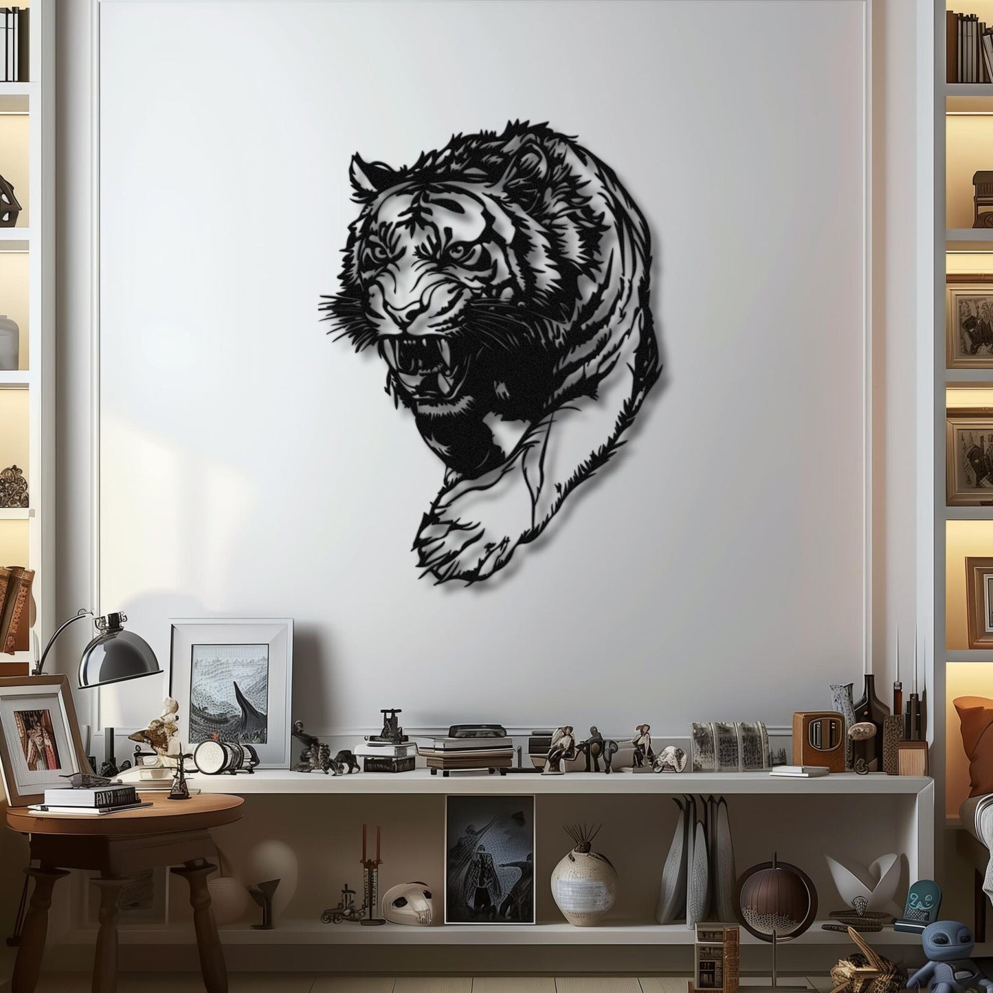 Tiger Wall Decor – Metal Wildlife Sculpture