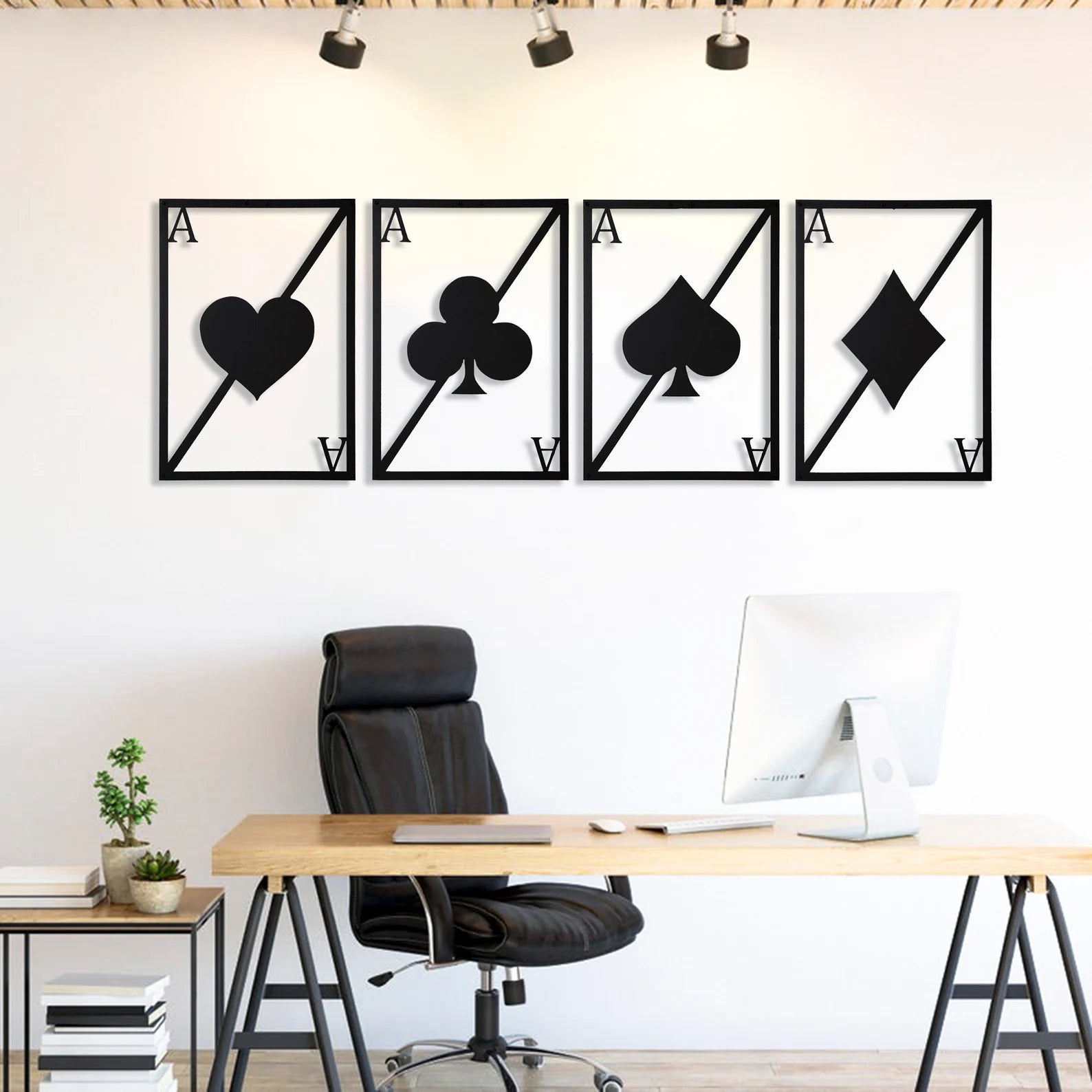 4-Piece Poker Wall Art - Metal Decor