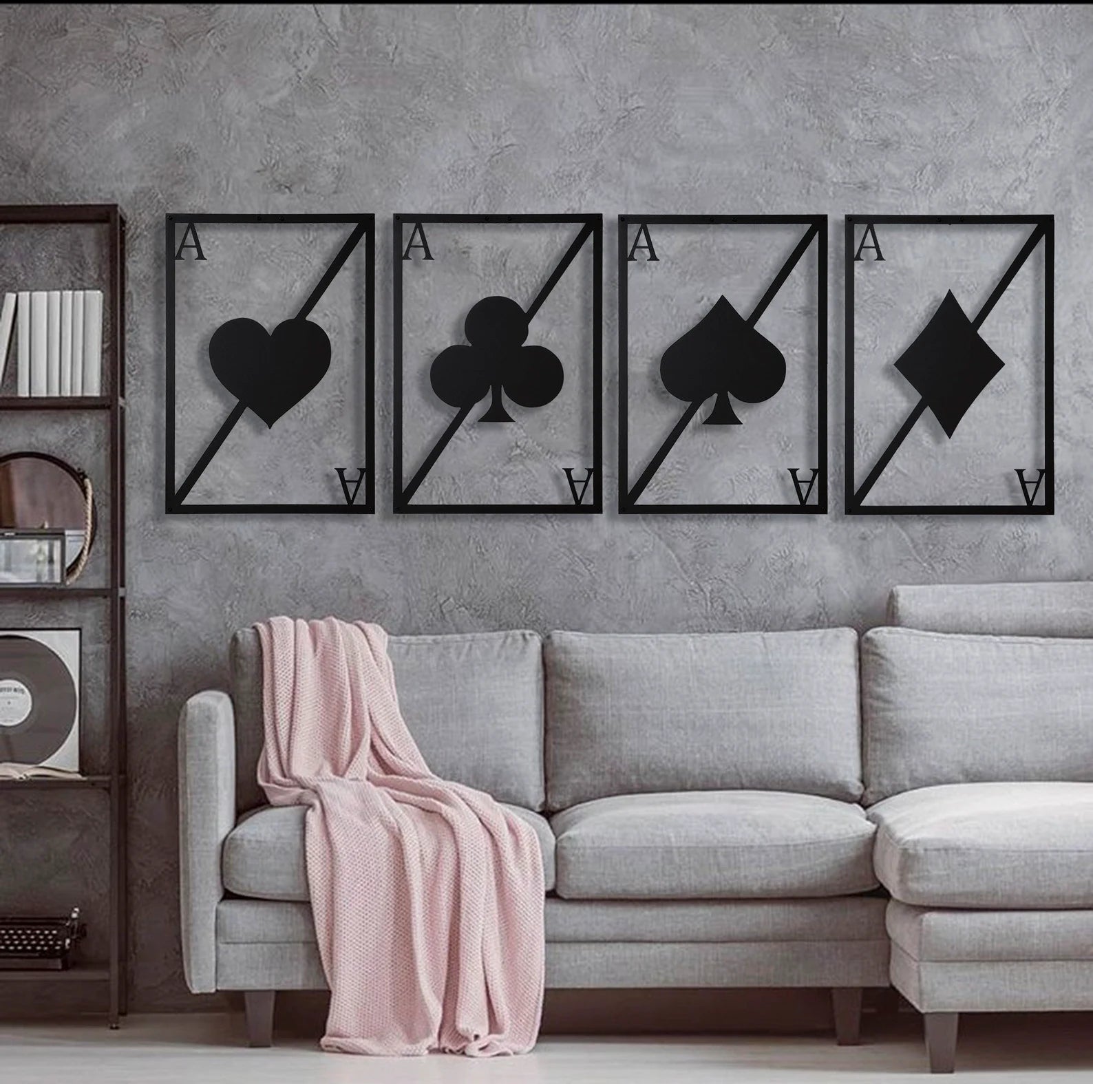 4-Piece Poker Wall Art - Metal Decor