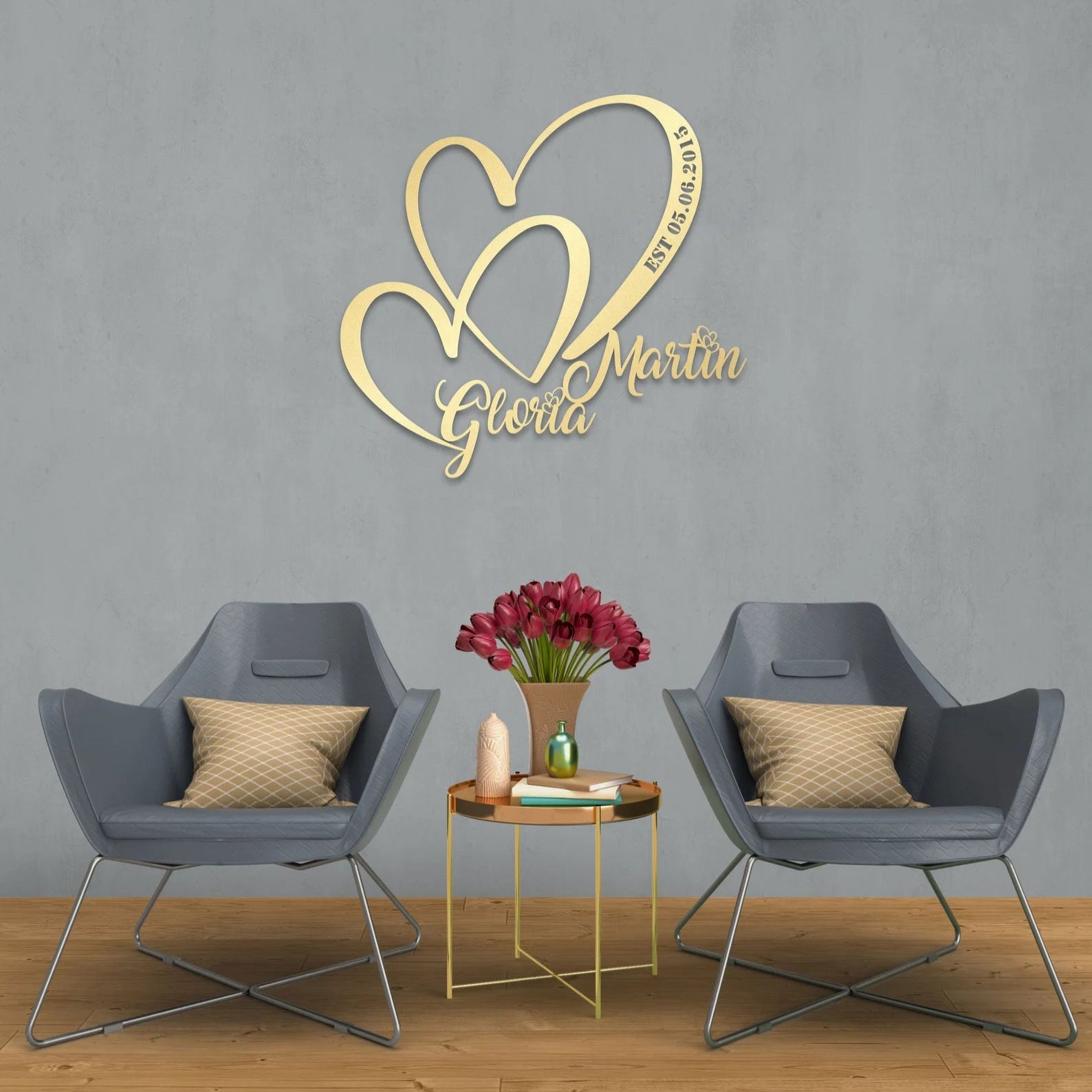 Custom Wedding Heart Sign - Couple Name Sign