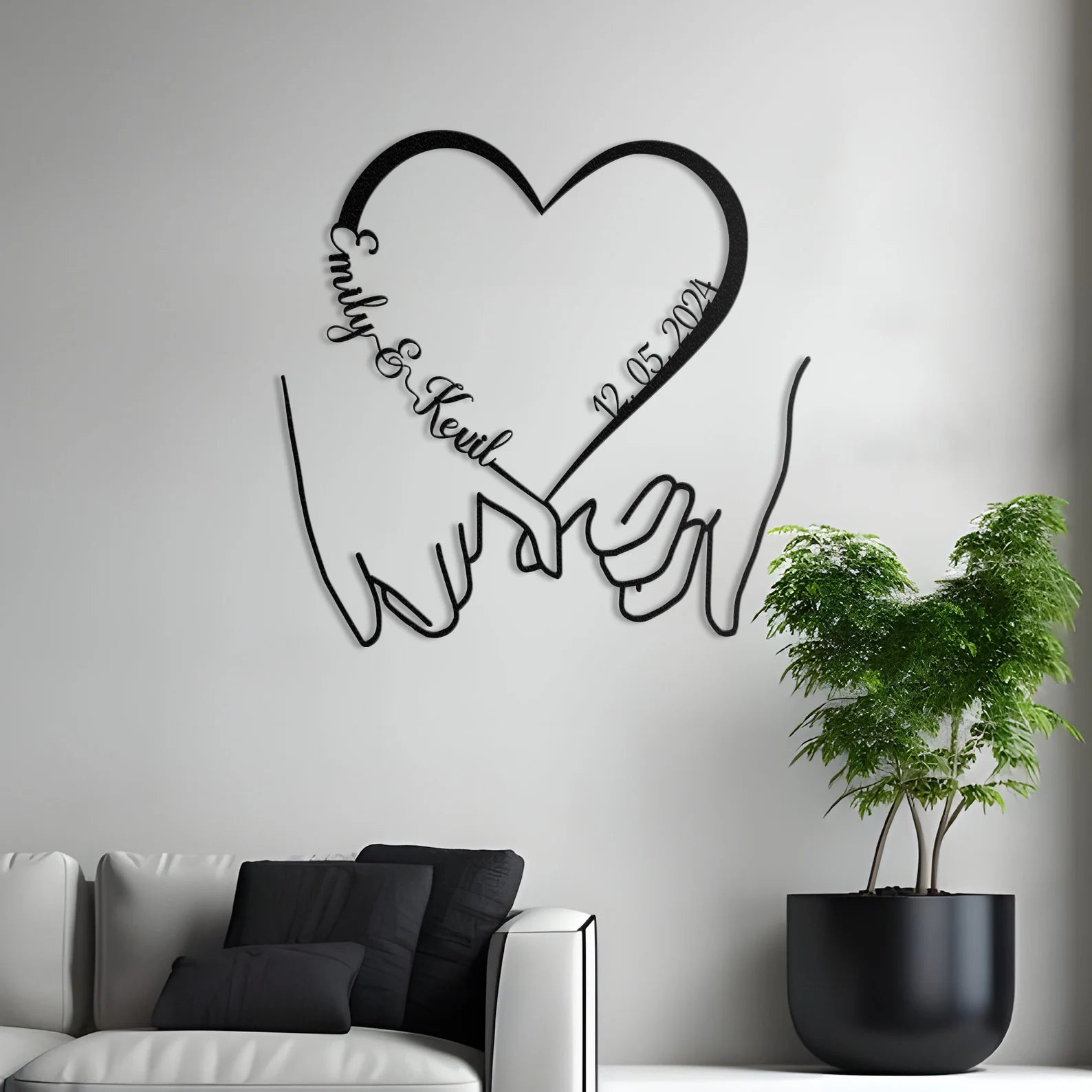 Couple Holding Hands Wall Art - Metal Love Sign