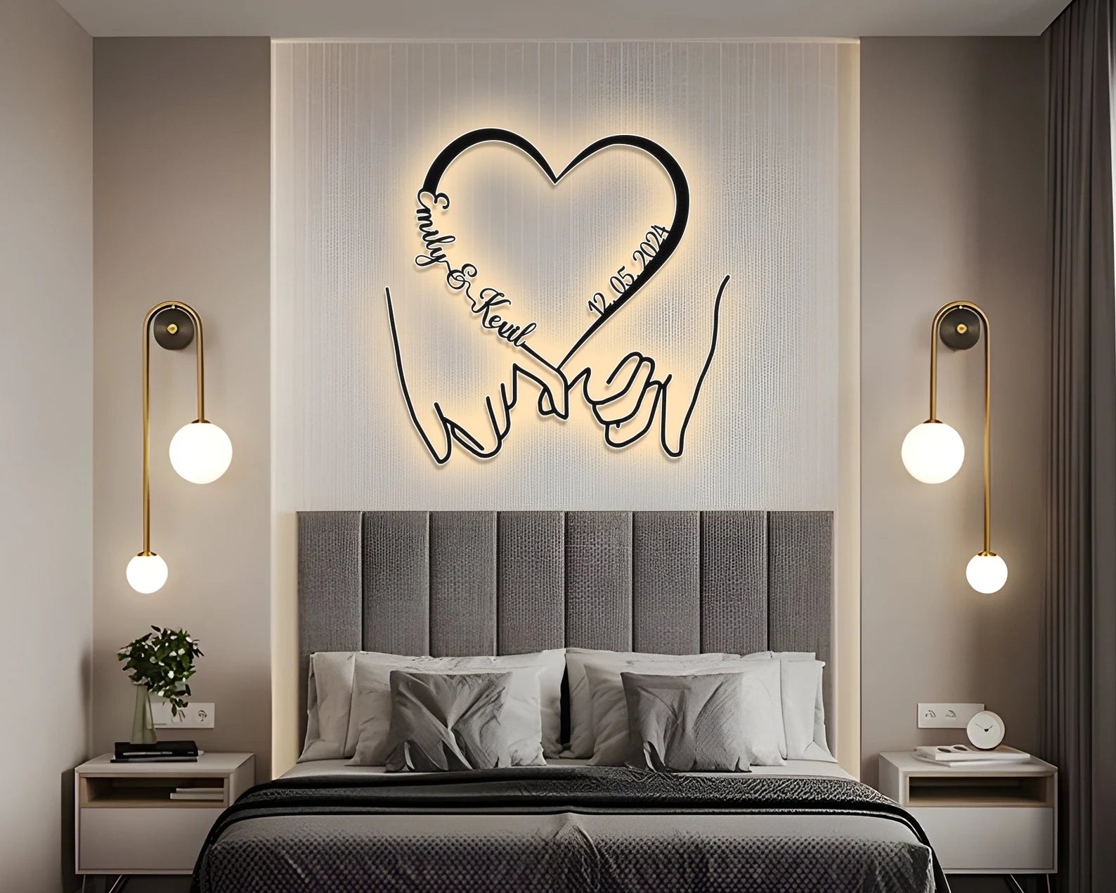 Couple Holding Hands Wall Art - Metal Love Sign