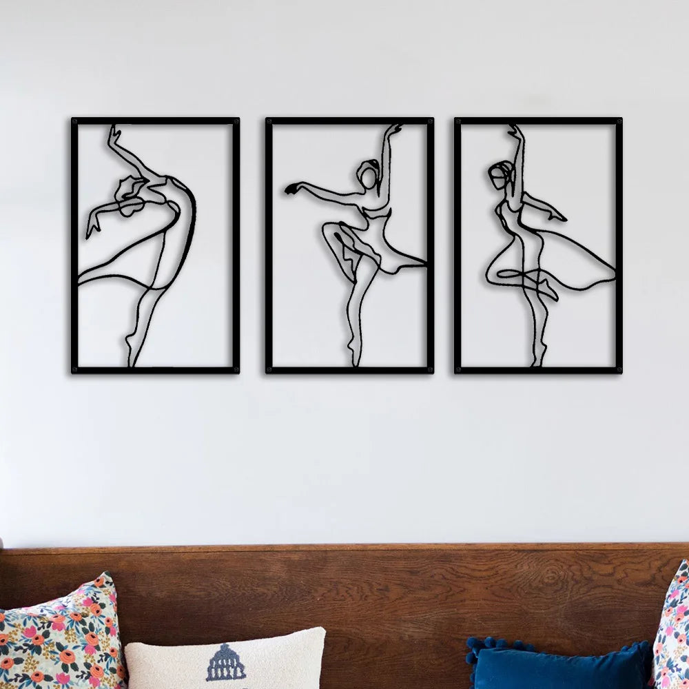 Woman Dancer Wall Art - Set of 3 Metal Art