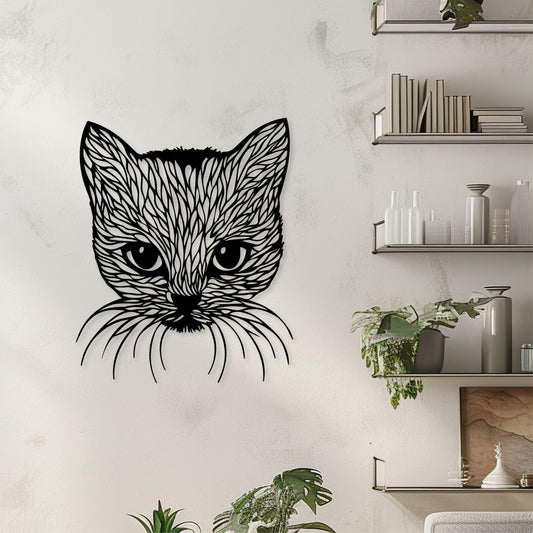 Cat Metal Wall Art – Intricate Animal Decor