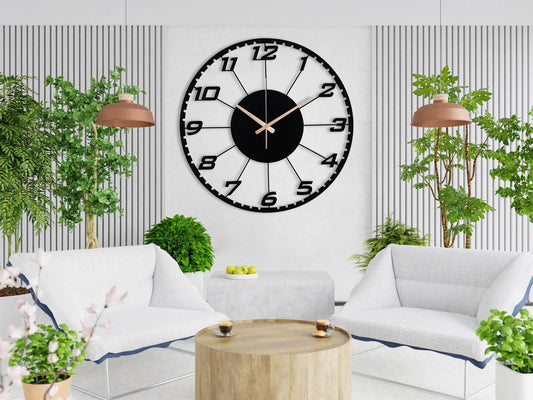Minimalist Metal Wall Clock – Modern Numerals Wall Timepiece for Contemporary Decor