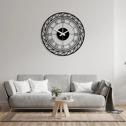 Vintage Metal Wall Clock - Silent Farmhouse Decor