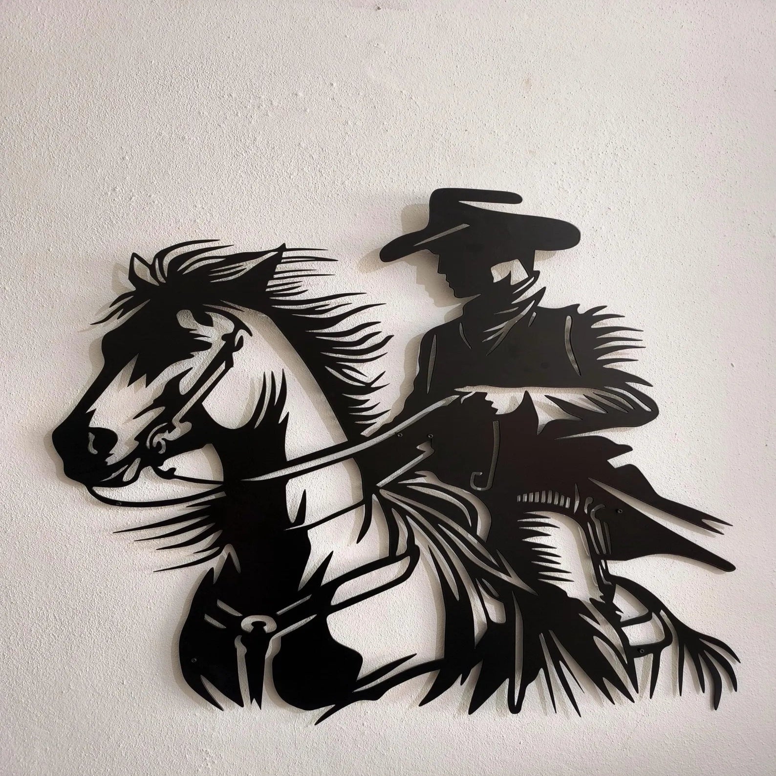 Cowboy Metal Wall Art – Western Silhouette Rustic Spaces