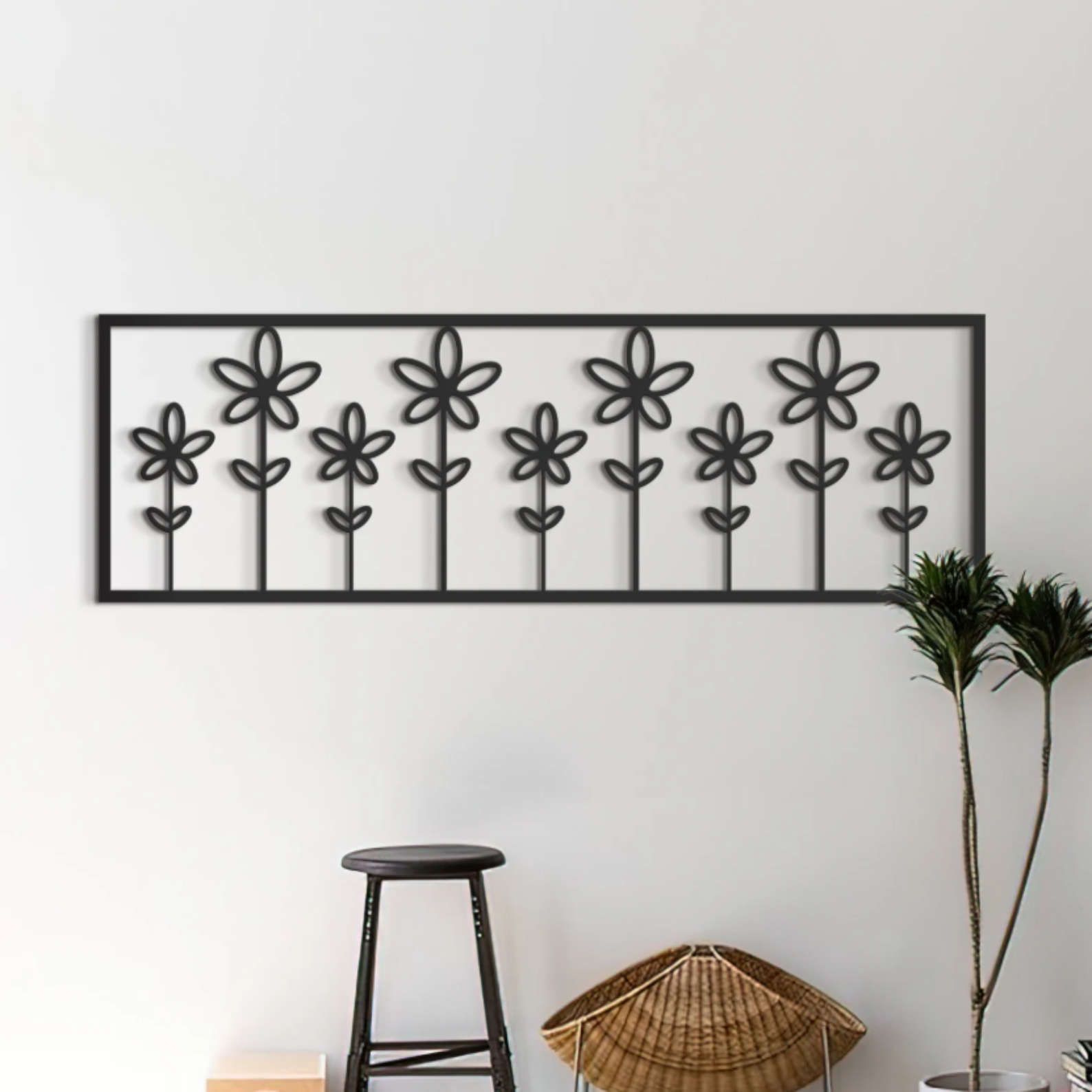 Daisy Metal Wall Art – Minimalist Flower Wall Decor