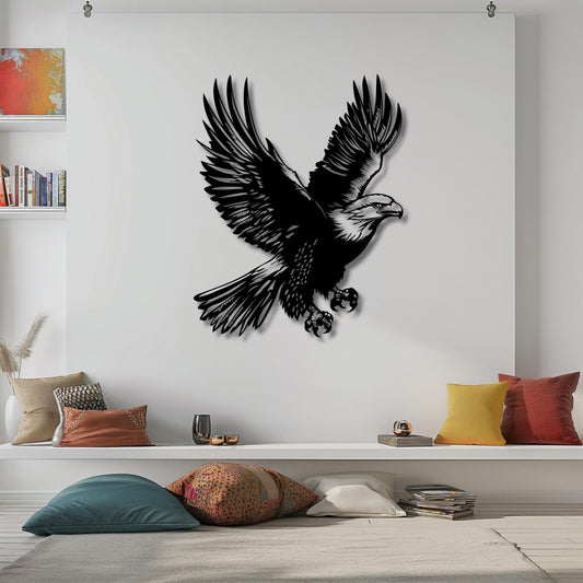Black Metal Eagle Wall Sculpture – Rustic Modern Art