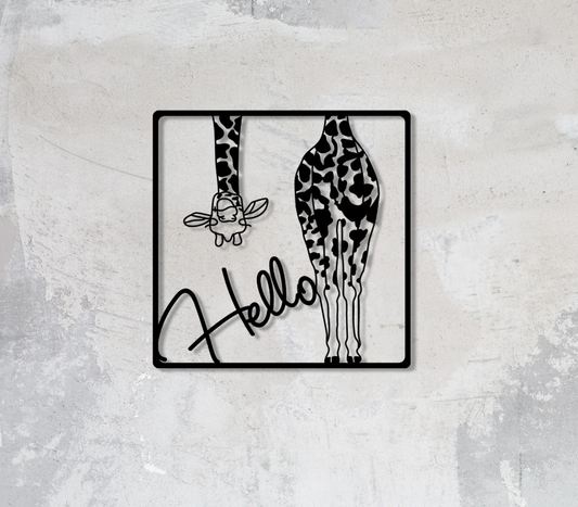 Metal Giraffe Wall Sculpture – Modern Wildlife Steel Decor for Home & Office