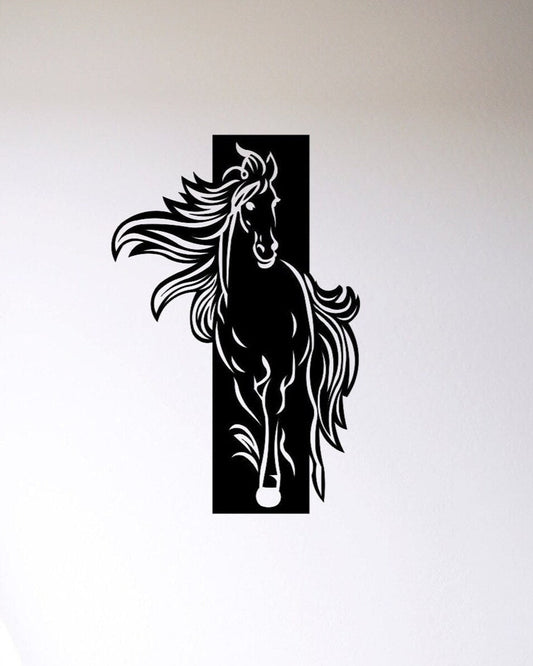 Minimalist Horse Metal Wall Hanging – Rustic Home Decor