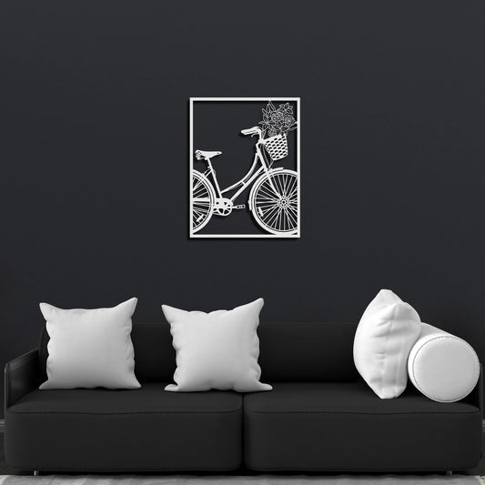 3D Bicycle Metal Wall Art with Flower Basket – Home & Office Decor