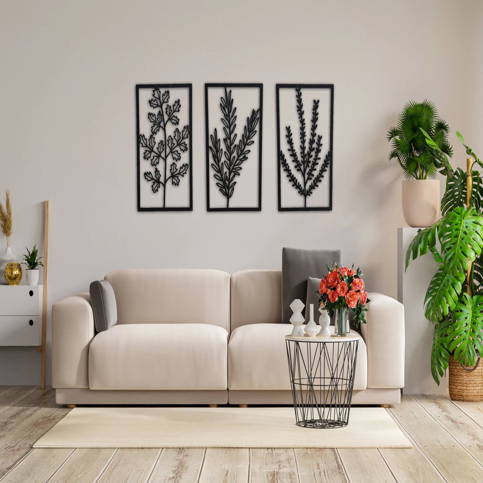 Set of 3 Metal Flower Wall Art – Home Decor