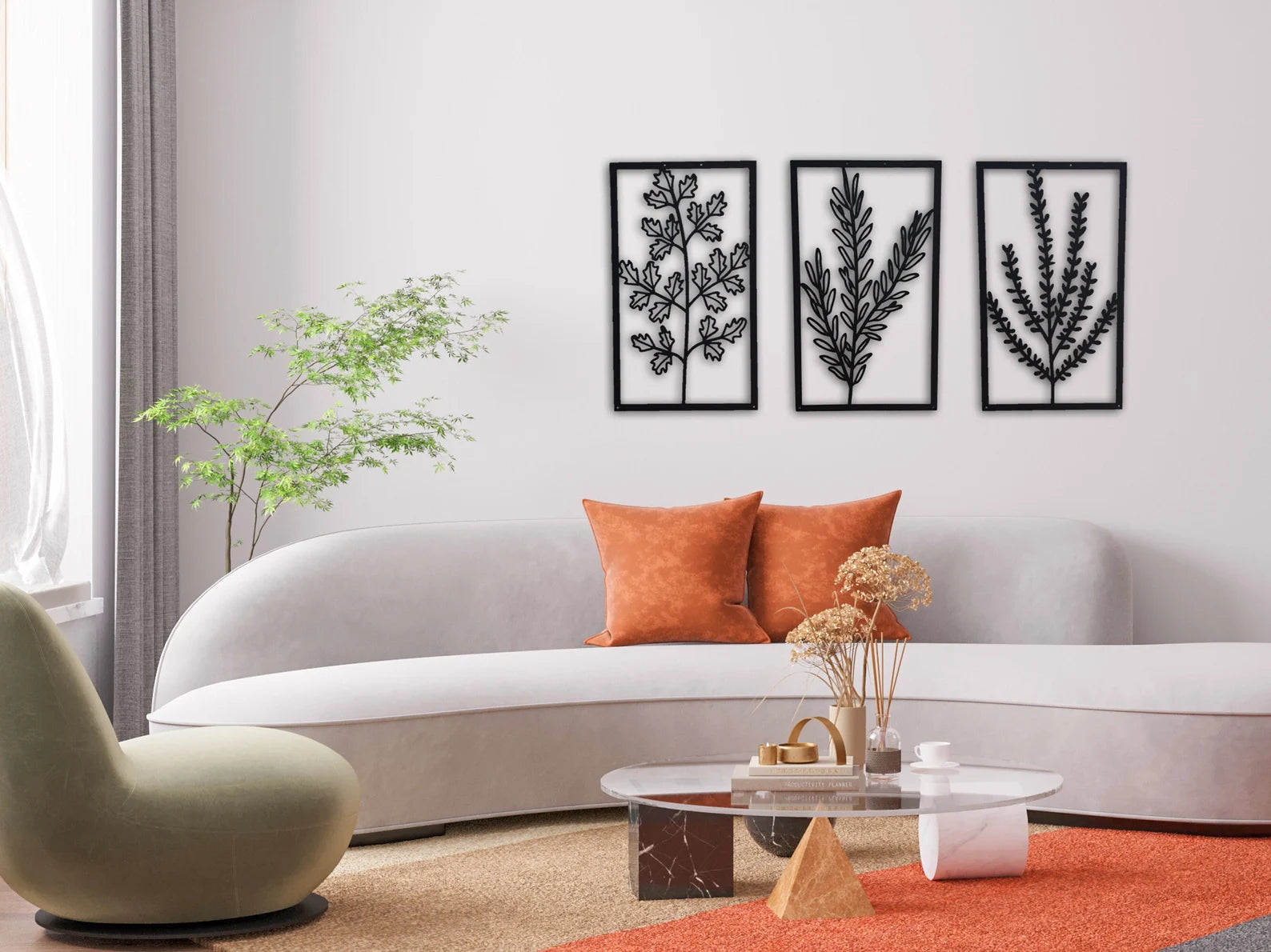 Set of 3 Metal Flower Wall Art – Home Decor