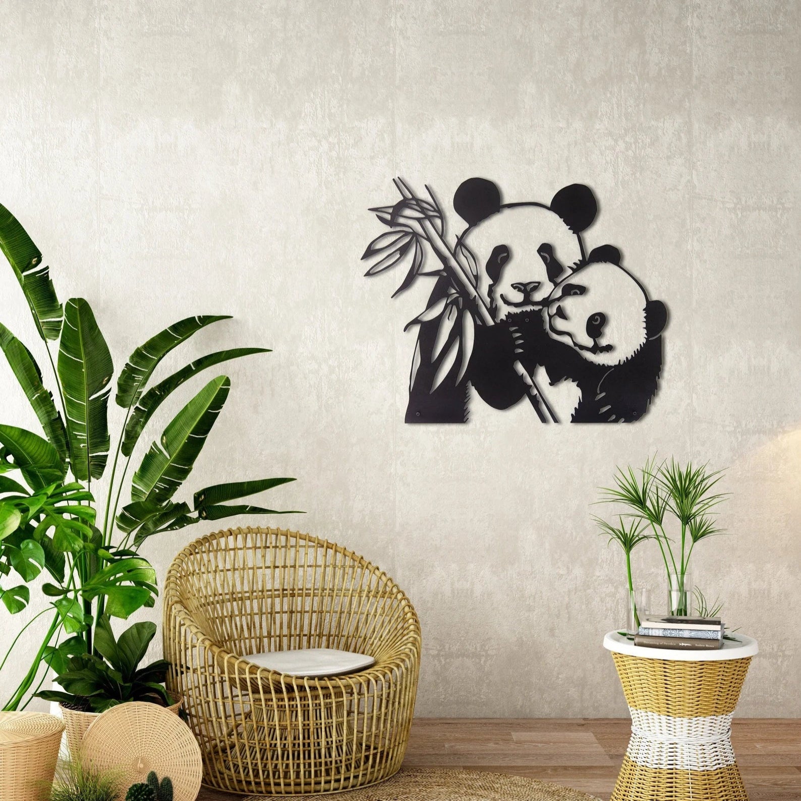 Metal Panda Wall Decor - Rustic Indoor Animal Decor