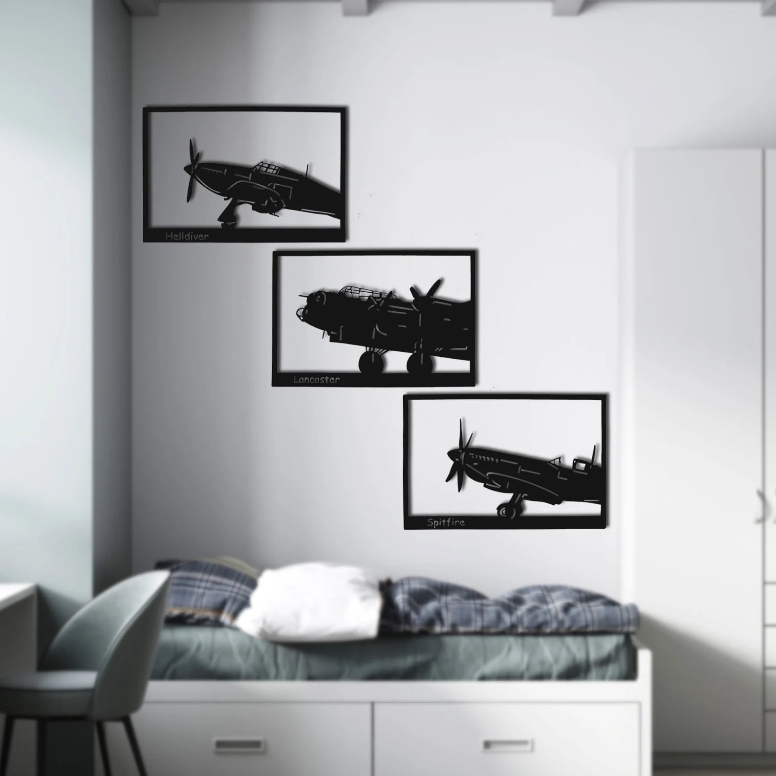 WWII Plane Metal Art - 3D Vintage Plane Set (3pcs)