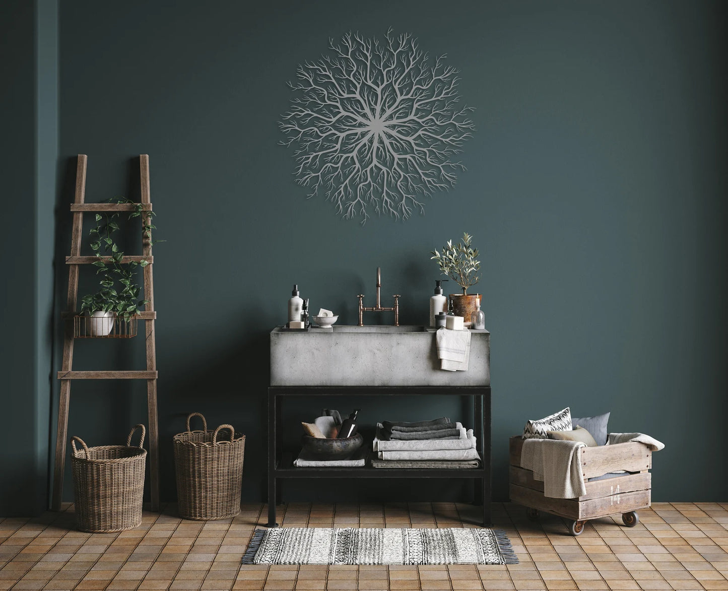 Tree of Life Metal Wall Art – Boho Roots & Branches Steel Decor
