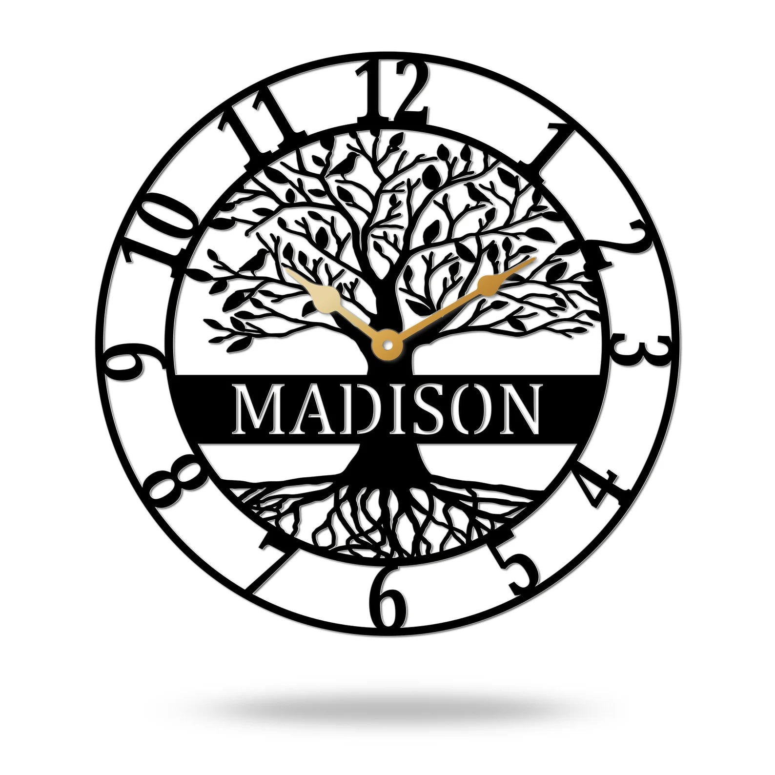 Custom Wall Clock – Engraved Family Name Decor