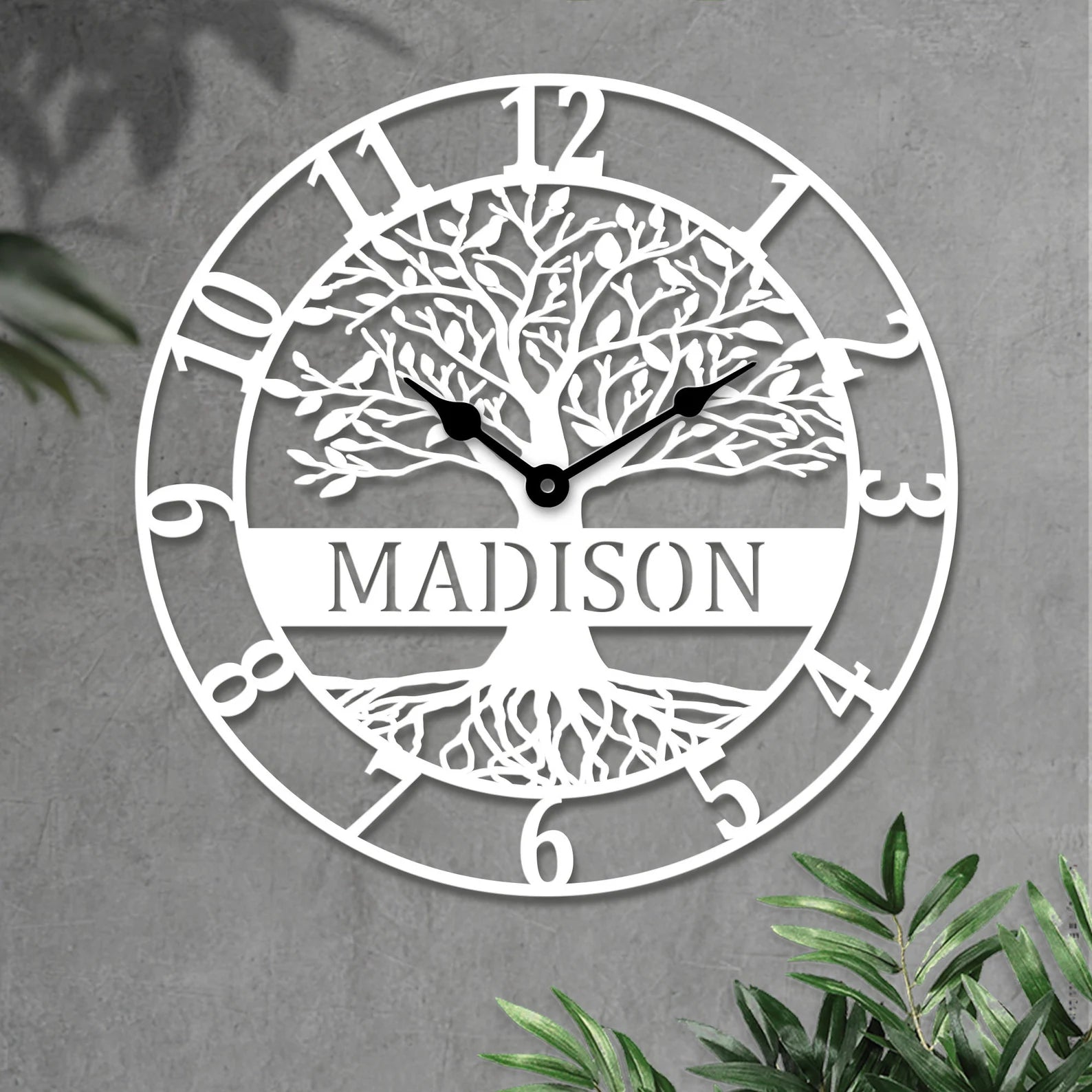 Custom Wall Clock – Engraved Family Name Decor