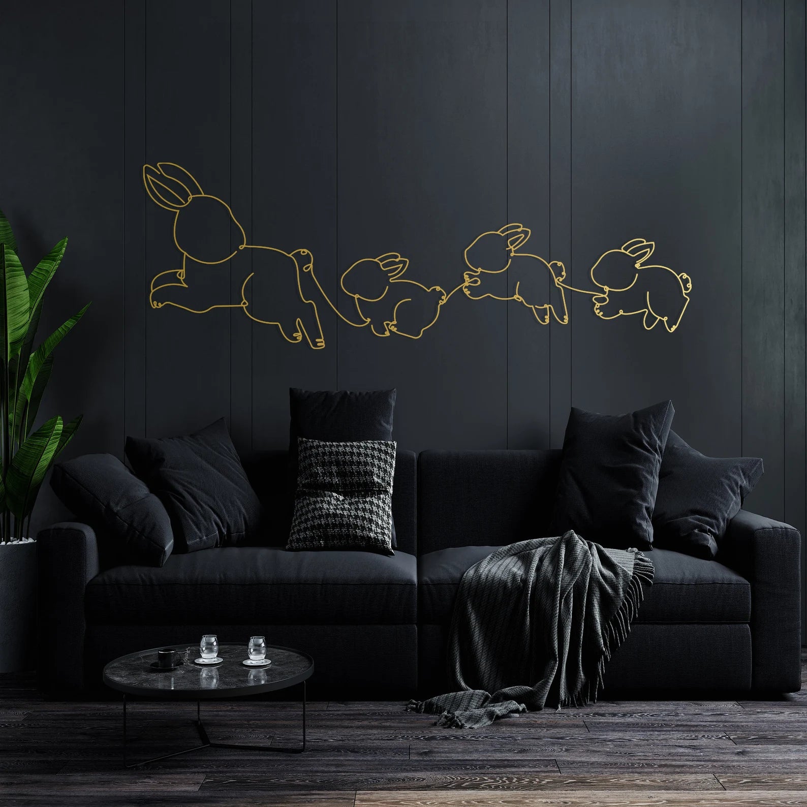 Rabbit Family Metal Wall Art – Home & Nursery