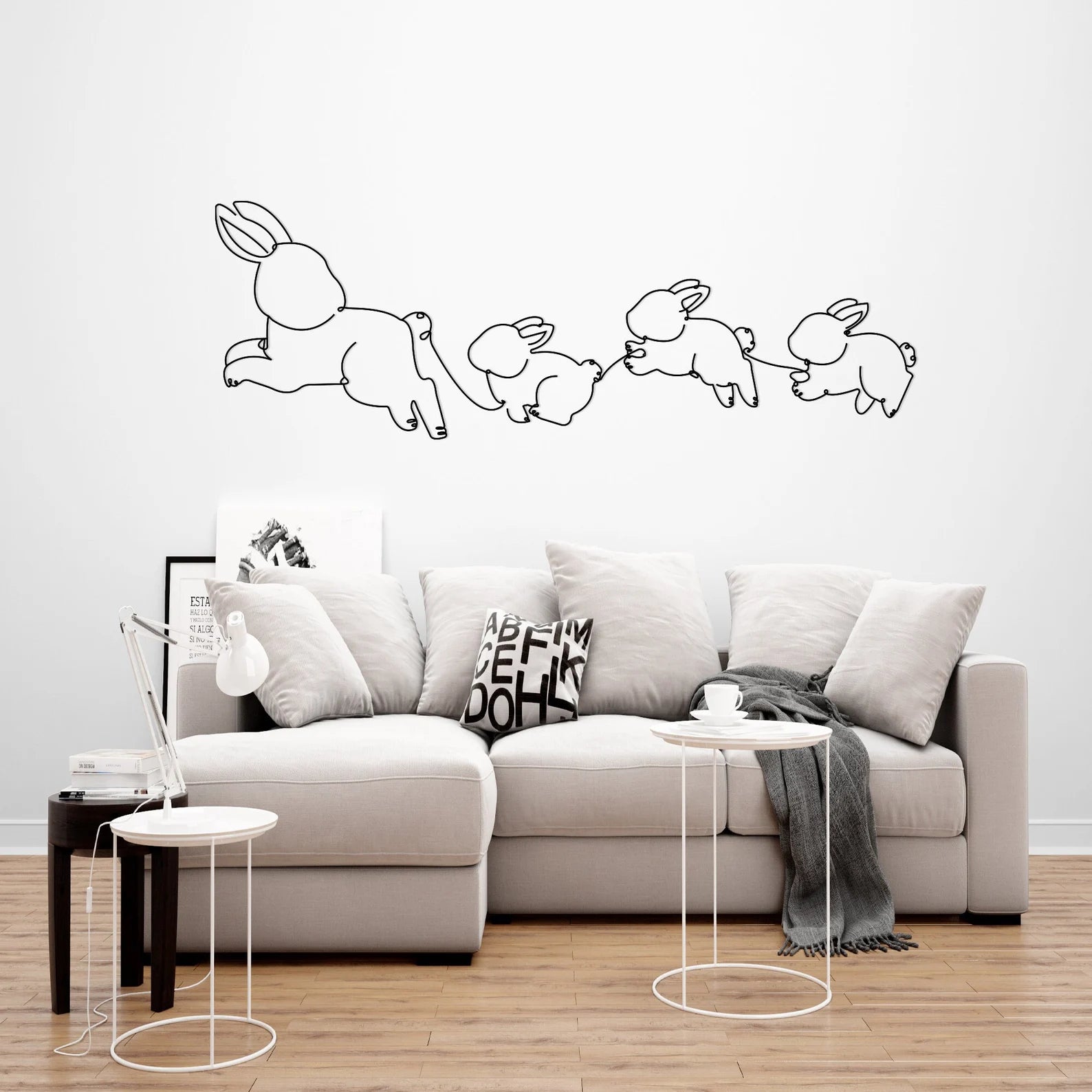 Rabbit Family Metal Wall Art – Home & Nursery