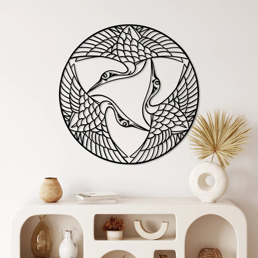 Boho Birds Metal Wall Art - Modern Steel Bird Decor